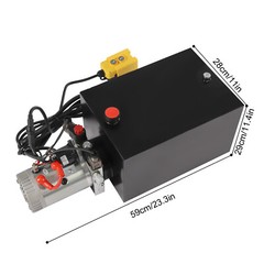 20 Quart Double Acting Hydraulic Pump DC 12V Dump Trailer Power Unit Pack 16Mpa