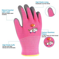 3 Pairs Gardening Gloves for Kids 24 Years, Kids Work Gloves with Late…