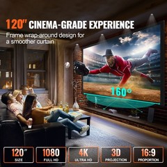 VEVOR 120″ Aluminum Fixed Frame 16:9 Projector Screen Velvet Matte Home Theater