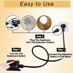 Inline Cord Switch 3ft Cable Waterproof 3-Pronged Plug On/Off Rocker Button