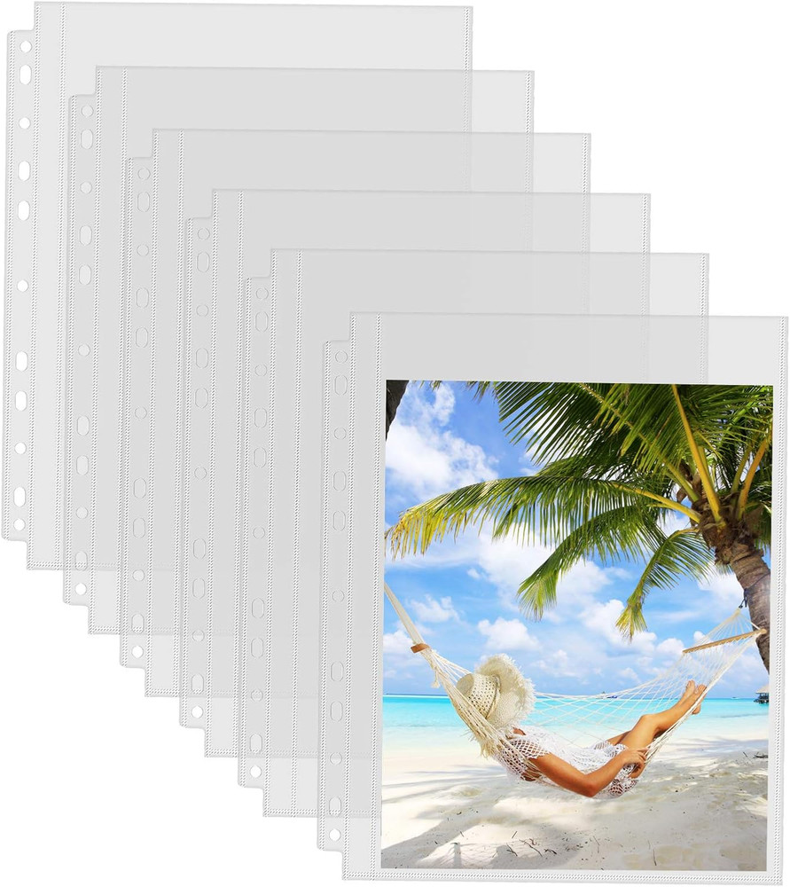 30 Heavy Duty 8×10 Photo Sleeves for 3 Ring Binder, Clear Refill Pages