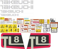 Takeuchi TL8 decal kit. The most complete after market kit available