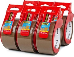 CHUANGSEED 6Pack Clear Packing Tape with Dispenser 2.7mil x 1.88″ x 55Y Heavy…