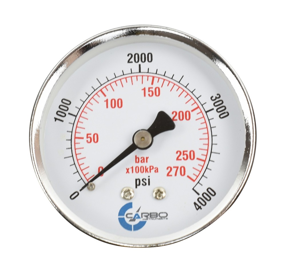 2-1/2″ Pressure Gauge – Chrome Plated Steel Case, 1/4″NPT, Back Mnt. 4000 PSI
