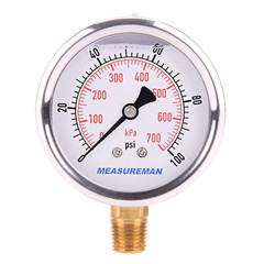 0-100 Psi/Kpa Water Pressure Gauge, Glycerin Filled,Psi Gauge