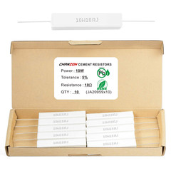 10Pcs 10W Ceramic Cement Resistor 10 O Ohm ±5% Tolerance Wirewound Induction 10