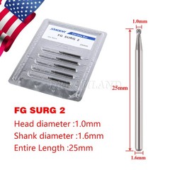 Dental Carbide Burs Surgical High Speed SURG Round Long Shank 25mm FG XL 1/2/3/4
