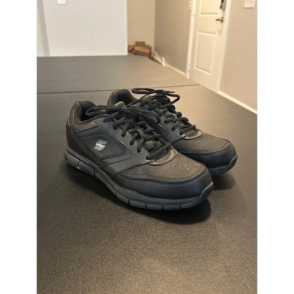 S Sport by Skechers Mens 9.5 Work Shoes Black Slip Resistant Memory Foam F184-6