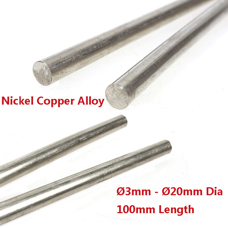 Nickel Copper Alloy Round Rod Bar Solid Metal Stick Ø3mm-Ø20mm Dia 100mm Length