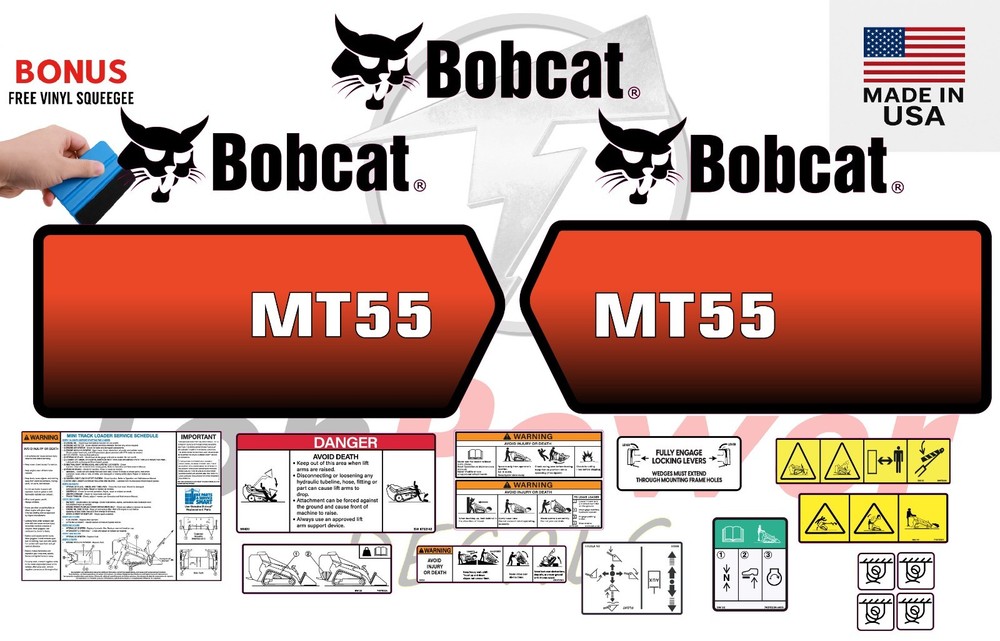 Fits Bobcat MT55 Decal Kit Skid Steer / safety decals 3M VINYL / FREE SHIPPING