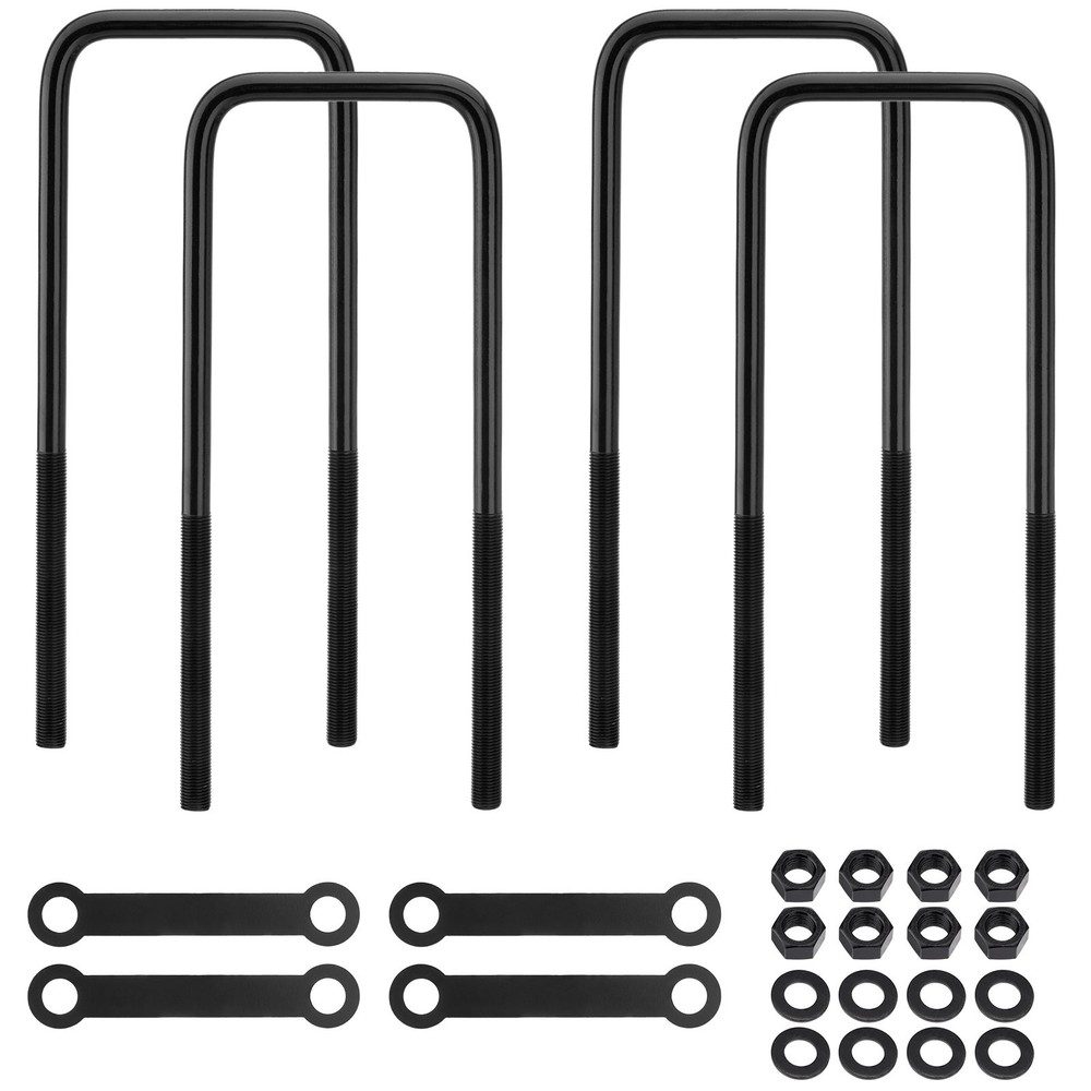 12 inch Square Bend U-Bolt Kits, Heavy Duty Steel Square U-Bolts with 6 inch Tie