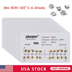 10 Packs Dental Orthodontic Braces Brackets Mini Roth 022″Slot 345 Hooks 200pcs