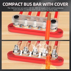 METAL POWER DISTRIBUTION BLOCK BUS BAR W/ COVER 12V MARINE AUTOMOTIVE SOLAR POST