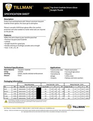 Tillman 1420 Unlined Cowhide Protective Top Grain Leather Drivers Work Gloves