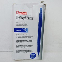 Deformed Box-Pentel R100-C 12-Ct Blue Rolling Writer Roller Ball Pen