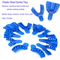 2Pcs Dental Plastic Impression Tray Denture Materials Dental Tray Upper+Lower