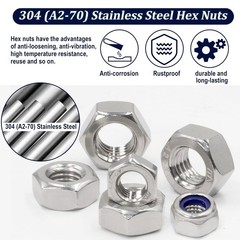 267pcs Metric Hex Nuts & Lock Nuts Assortment Kit M2-M12 Stainless Steel Hex Nut