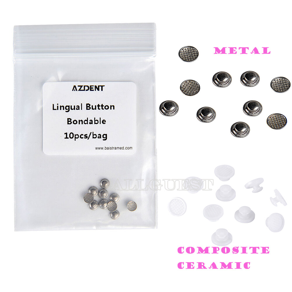 Dental Orthodontic Composite Ceramic/Metal Lingual Buttons Bondable Round Base