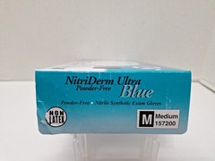 1,000ct Case NitriDerm Ultra Blue Exam Gloves Medium Powder-Free 157200