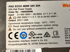 Weidmuller 1469550000 PRO ECO3 Power Supply 3 X400-500V~ 50/60Hz 24VDC 20A – New