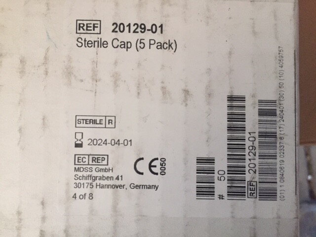 (Case of 50) 2012901 / 20129-01 CAP STERILE – 5 pack, Exp 04/2024 (NEW)
