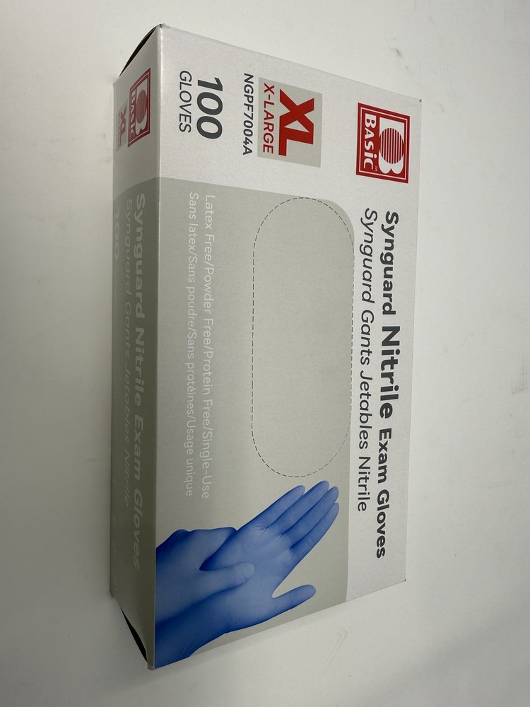 GENERIC NITRILE EXAM GLOVES: X-LARGE POWDER FREE, ONE PACK OF 100 GLOVES. – BLUE