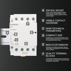 110V AC 4-Pole Modular Contactor, 50A 4NO Normally Open, DIN Rail Mount for H…