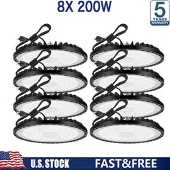 8 Pack 200W UFO Led High Bay Light Factory Commercial Warehouse Industrial Shop
