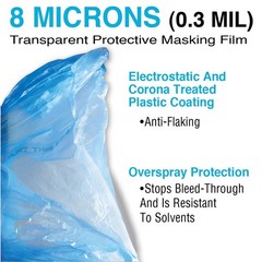 MAXIFILM 16ft x 350ft, 4 Rolls of Blue Overspray Paintable Masking Plastic