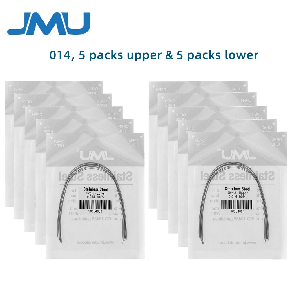 JMU Dental Orthodontic Arch Wire for Brace Ovoid Form Round 014 Upper & Lower SS