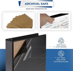 Sleek Black 1.5” 3 Ring Binder – 325 Sheets, Eco-Friendly, Clear View Finish