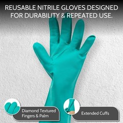 12 Pairs 11 Mil Green Chemical Resistant Diamond Textured Nitrile Gloves – Small