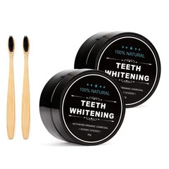 2-Pack Teeth Whitening Charcoal Powder + Bamboo 0.53 Ounce (Pack of 2), Black