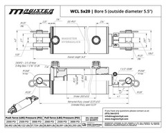 Hydraulic Cylinder Welded Double Acting 5″ Bore 20″ Stroke Clevis End 5×20 NEW