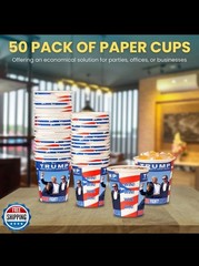 Trump Design Disposable Paper Coffee Cups (10 OZ, 50 Count) For Hot Or Cold