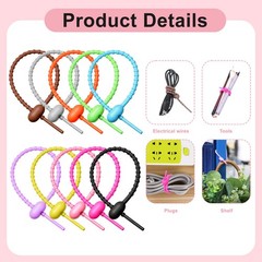 8 Inch Colorful Silicone Cable Ties, 20Pcs Reusable Zip Ties Adjustable Multi…