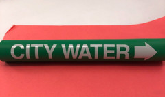 (8-pk) SETMARK 32927 SZ-15 PIPE MARKER “City WATER” White on Green