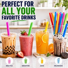 ALINK 100 Extra Large Plastic Bubble Tea 8.5×0.5 Inch (Pack of 100), Mutil
