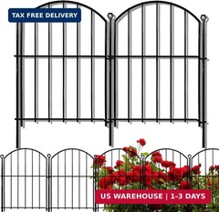 Decorative Garden Fence 17in x10ft, 10 Pack Rustproof Metal No Dig Fence Animal