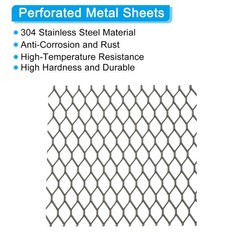4″L x 4″W Universal Car Grill Mesh, 2Pcs 7x12mm Diamond Hole, Black