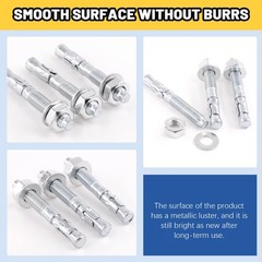 Glarks 20Pcs 3/8″ x 3″ Wedge Anchors Zinc Plated Heavy Duty Fastener for Conc…