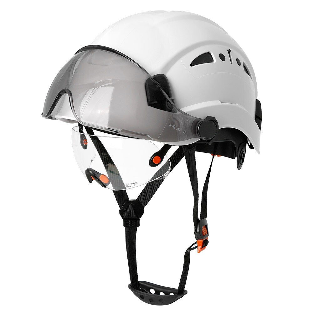 CE Safety Helmet With Visor Built In Goggles For Engineer Hard Hat ANSI Work Cap