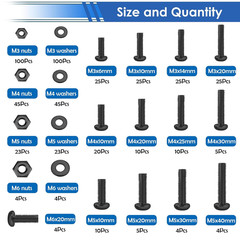516Pcs Nuts and Bolts Assortment Kit 21-Sizes M3/M4/M5/M6 Nut Bolt Washer Assort