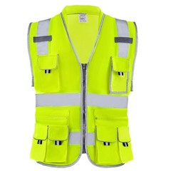 VEVOR Safety Vest Reflective Yellow Work Vest with 10 Pockets for Men & Women