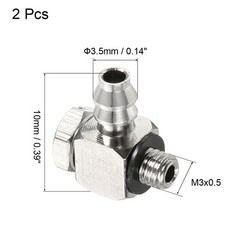 2pcs 3.5mm Barb M3x0.5 Male Thread Hose Pipe Fitting Elbow Electroplated Copper