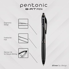 Pentonic BR-T Retractable Ballpoint Pens, 18 Count, Black Ink, 0.7 mm