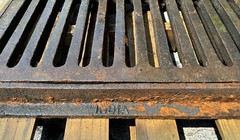 Unused Cast Iron Storm Drain Catch Basin Frame With Grate 32.5” X 32.5”