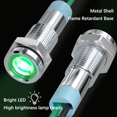 5PCS LED Indicator Light 6MM 1/4″ Waterproof IP65 Metal Signal Lamp 110-220V …