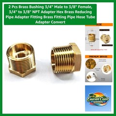 Corrosion-Resistant 3/4″ to 3/8″ NPT Brass Reducer – 2 Pieces for Plumbing