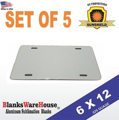 5 Pieces ALUMINUM LICENSE PLATE SUBLIMATION BLANKS 6″ x 12″ / NEW BEST QUALITY